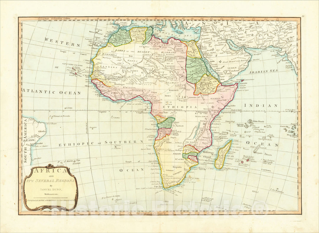 Historic Map : Africa And It's Several Regions, 1810, James Whittle, Vintage Wall Art