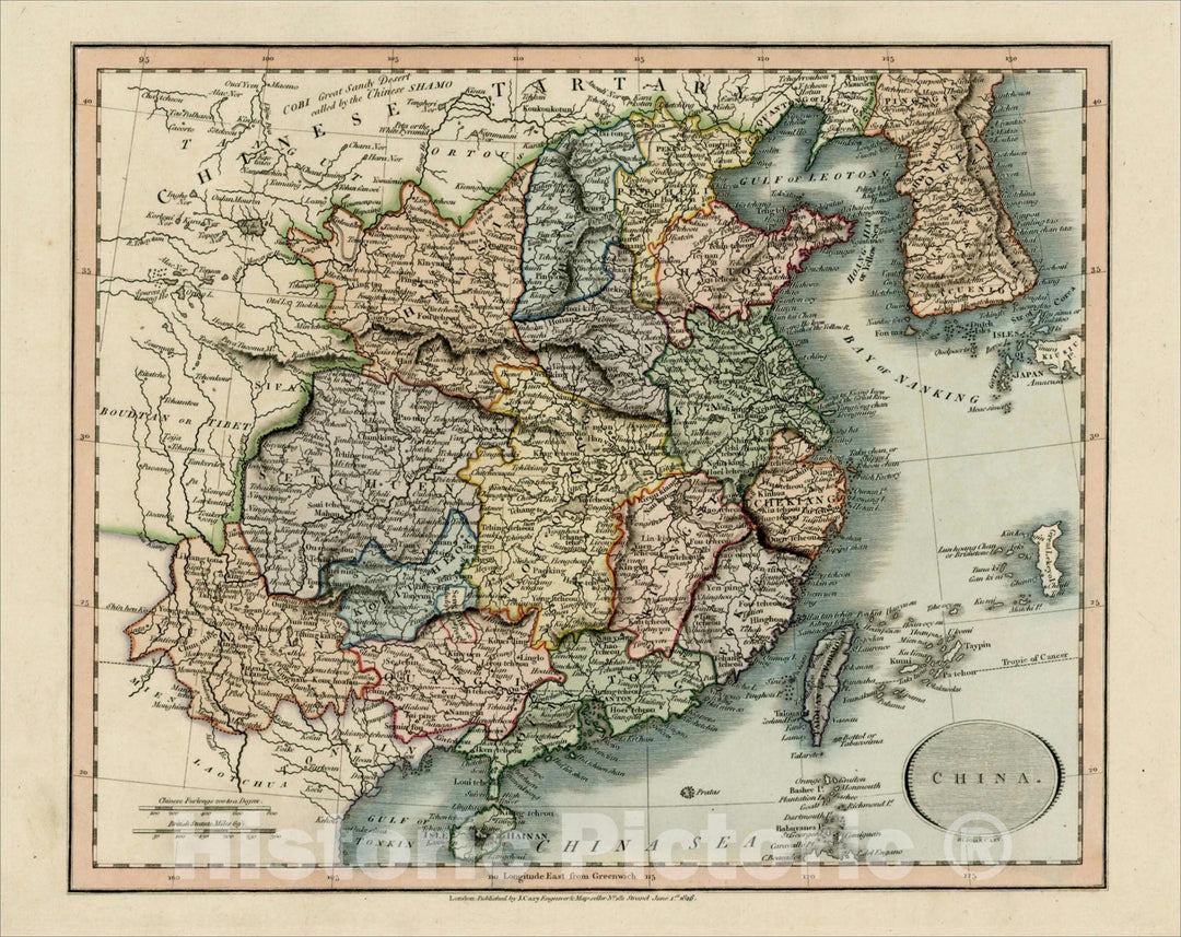 Historic Map : China, 1813, John Cary, Vintage Wall Art