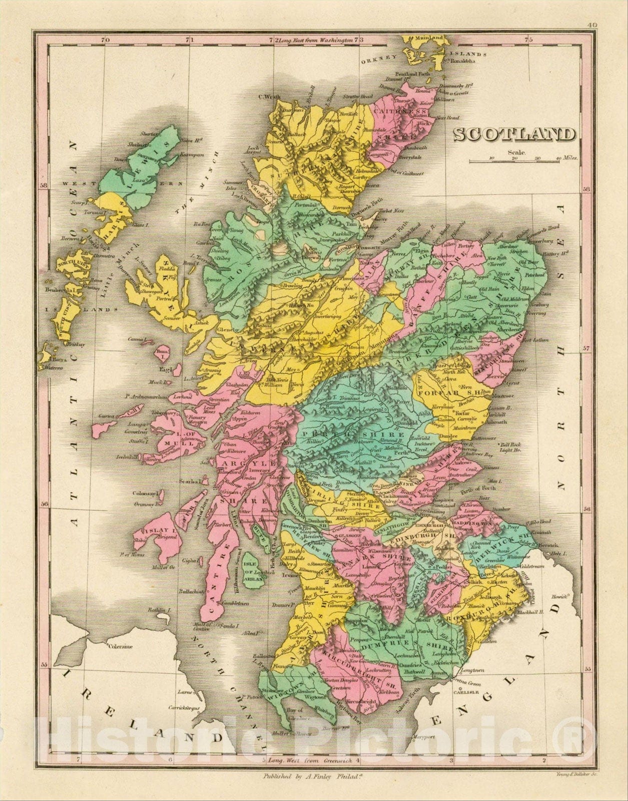 Historic Map : Scotland, 1826, Anthony Finley, Vintage Wall Art