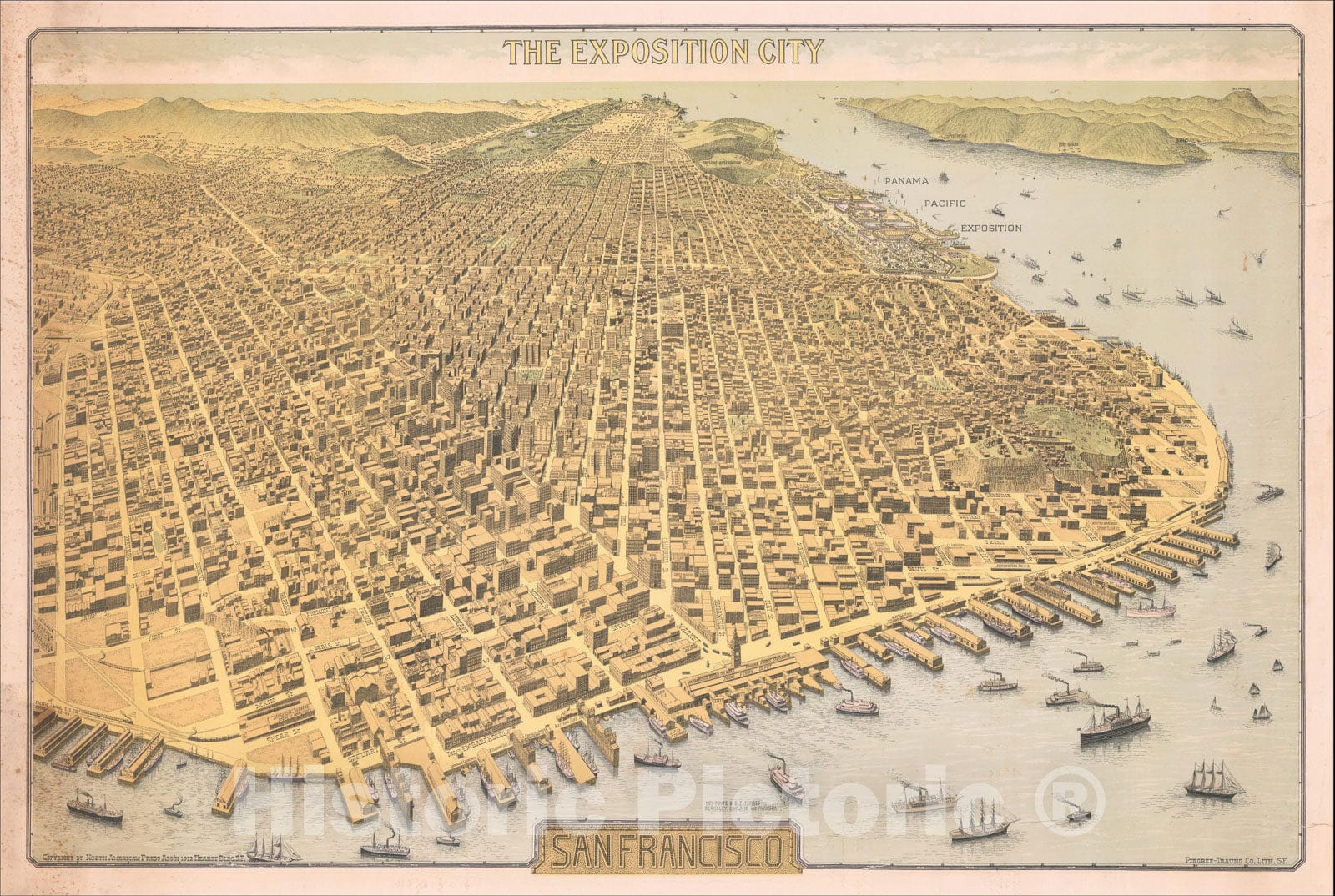 Historic Map : The Exposition City -- San Francisco, 1912, North American Press Assn., Vintage Wall Art