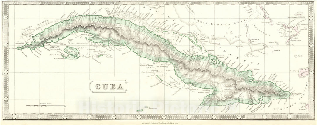 Historic Map : Cuba, 1854, George Philip & Son, Vintage Wall Art