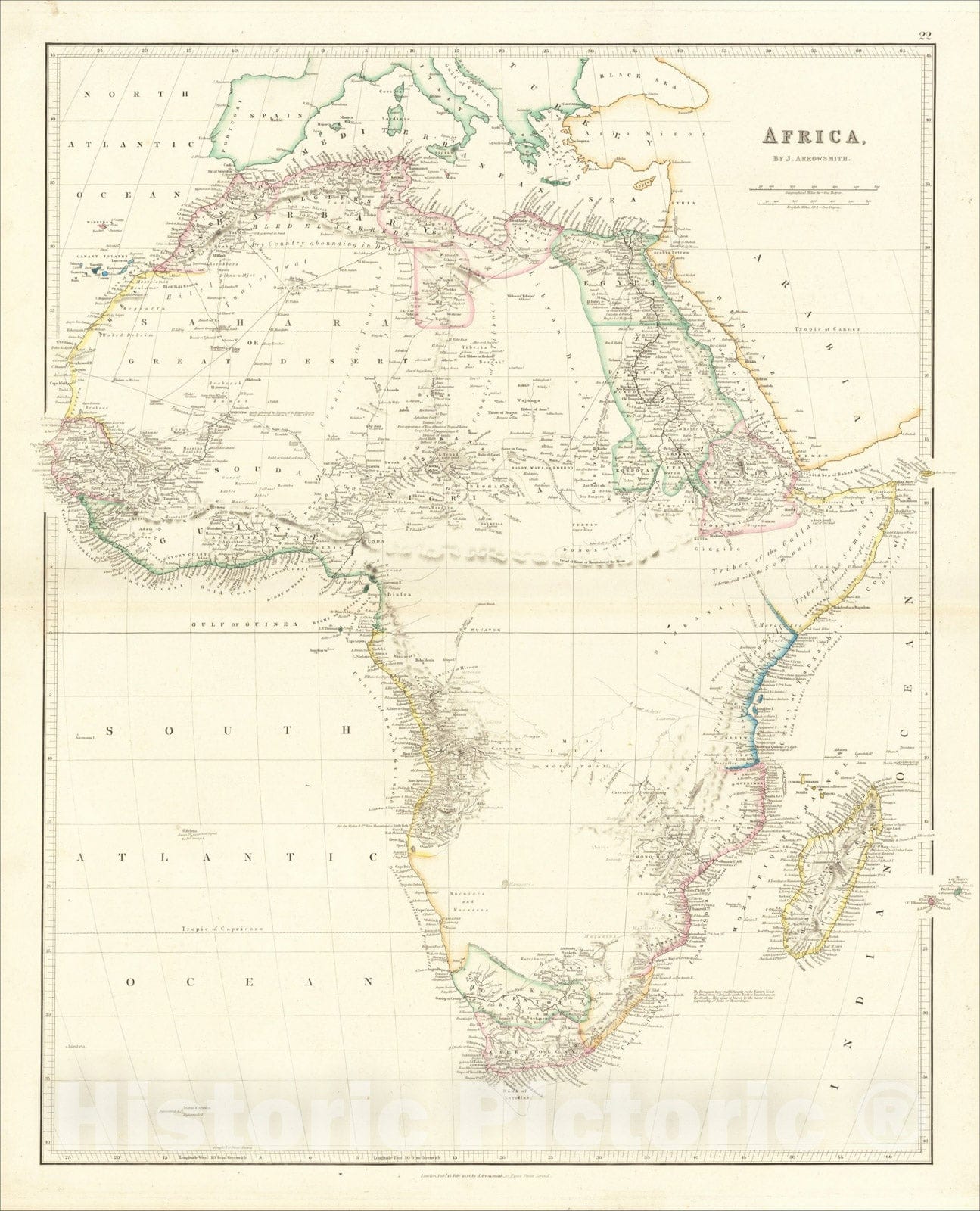 Historic Map : Africa, 1834, John Arrowsmith, Vintage Wall Art