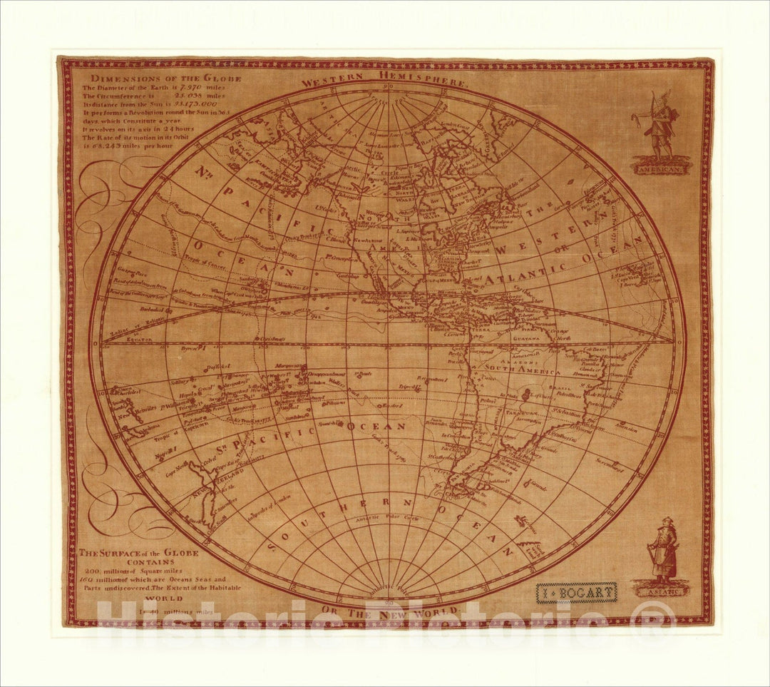 Historic Map : Western Hemisphere or The New World, c1780, , Vintage Wall Art