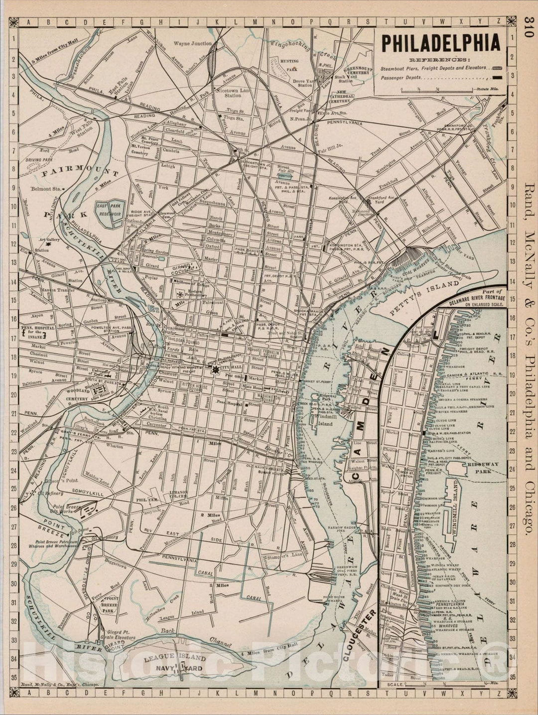 Historic Map : Philadelphia, c1890, William Rand, Vintage Wall Art