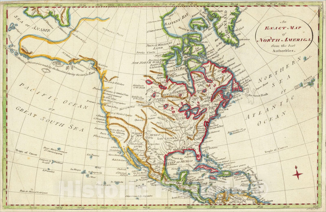 Historic Map : An Exact Map of North America from the best Authorities, 1770, John Lodge, Vintage Wall Art