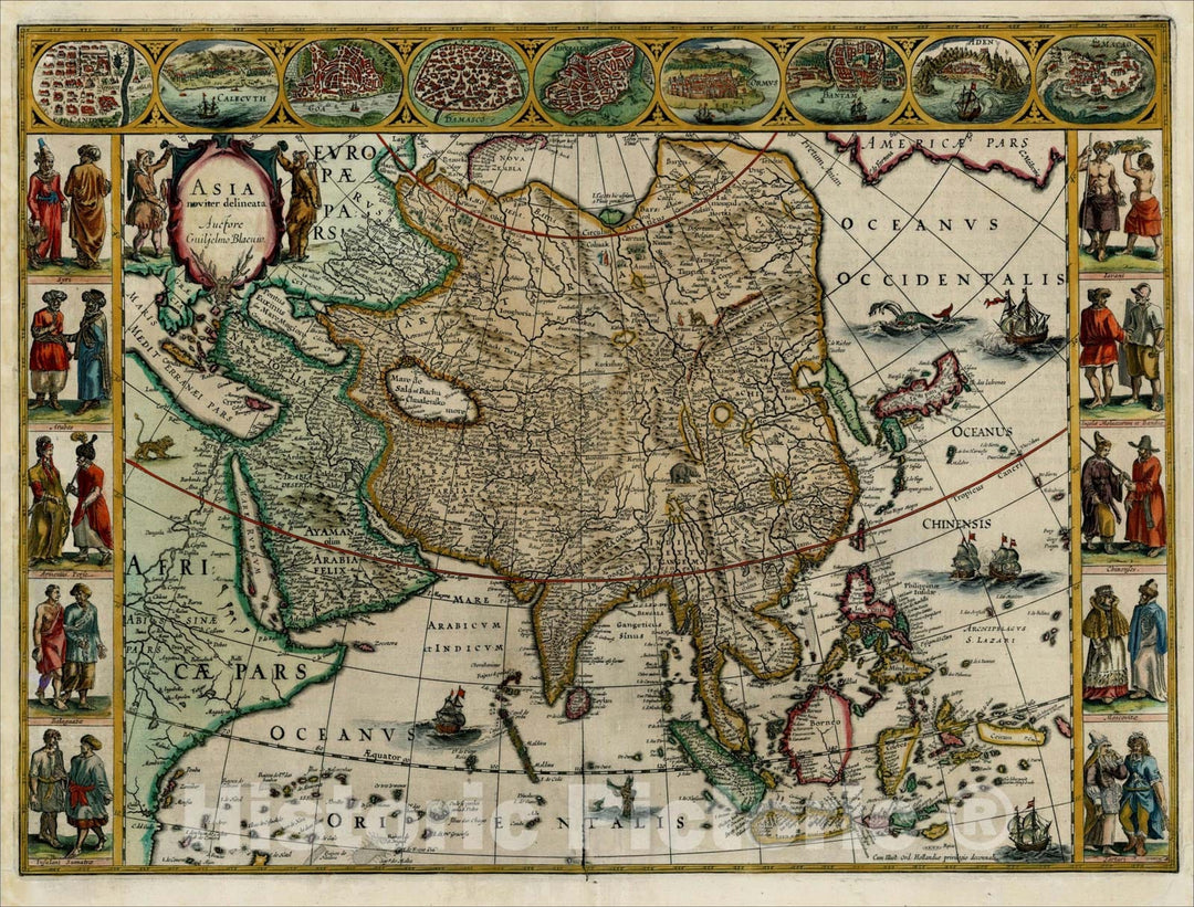 Historic Map : Asia Noviter Delineata, 1642, Willem Janszoon Blaeu, Vintage Wall Art