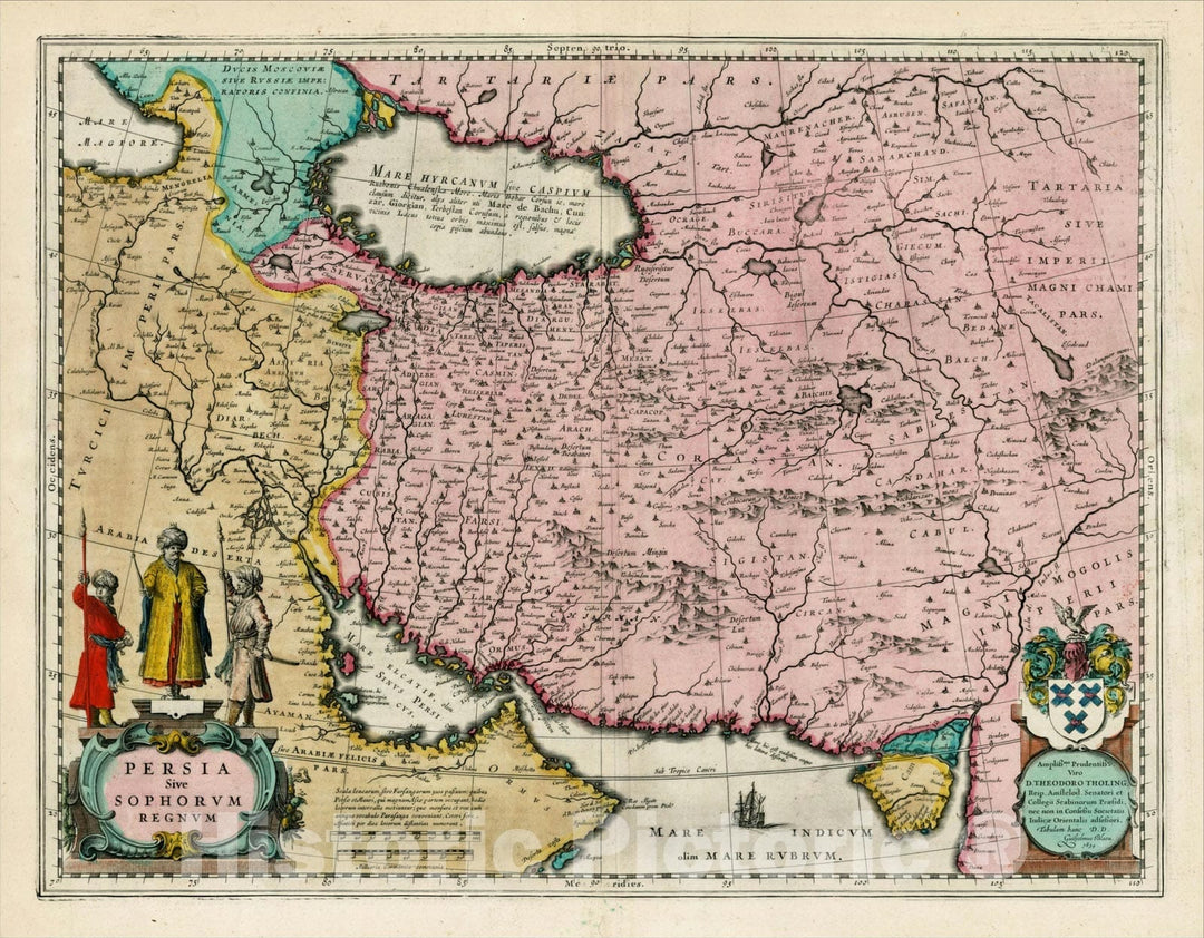 Historic Map : Persia Sive Sophorum Regnum, 1634, Willem Janszoon Blaeu, Vintage Wall Art