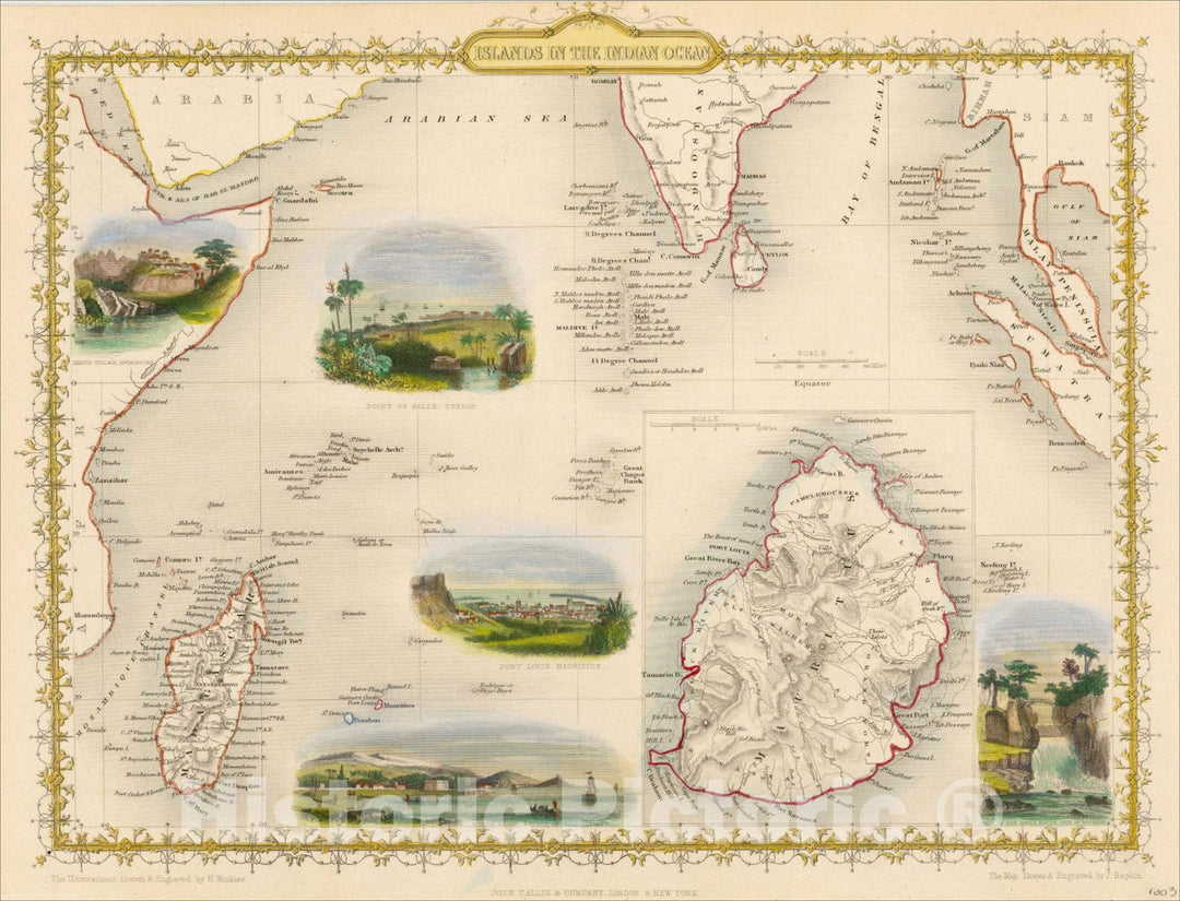 Historic Map : Islands in the Indian Ocean, 1851, John Tallis, v5, Vintage Wall Art