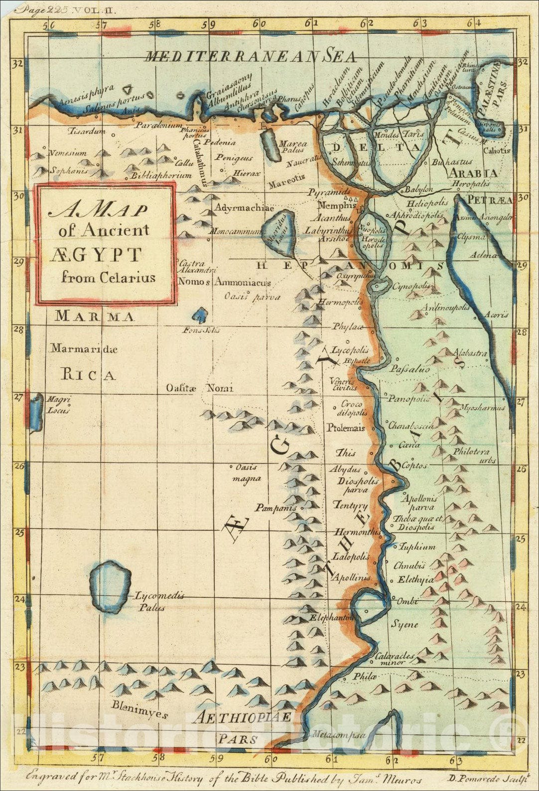 Historic Map : A Map of Ancient Aegypt from Celarius, 1756, Thomas Stackhouse, Vintage Wall Art