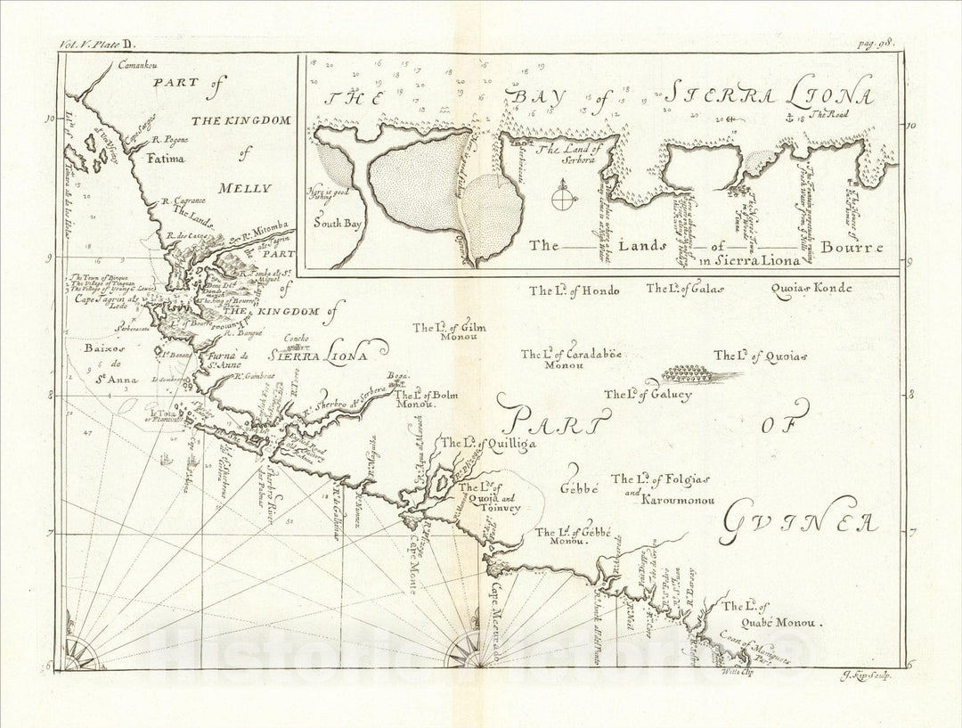 Historic Map : [West Coast Africa: Sierra Leone, Liberia and Guinea], 1732, Johannes Kip, Vintage Wall Art