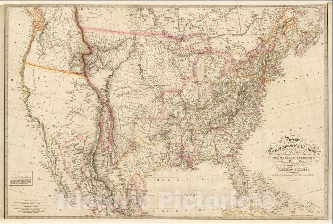 Historic Map : Fredonia Or The United States of North America; Including also Cabotia, or the Canadian Provinces, 1832, Richard Holmes Laurie, Vintage Wall Art