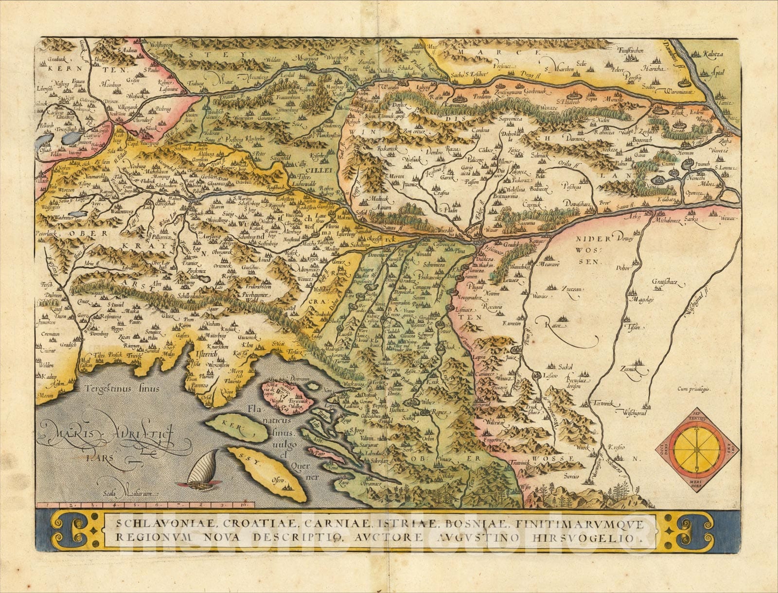 Historic Map : Schlavoniae, Croatiae, Carniae, Istriae, Bosniae, Finitimarumque Regionum Nova Descriptio, 1598, Abraham Ortelius, Vintage Wall Art