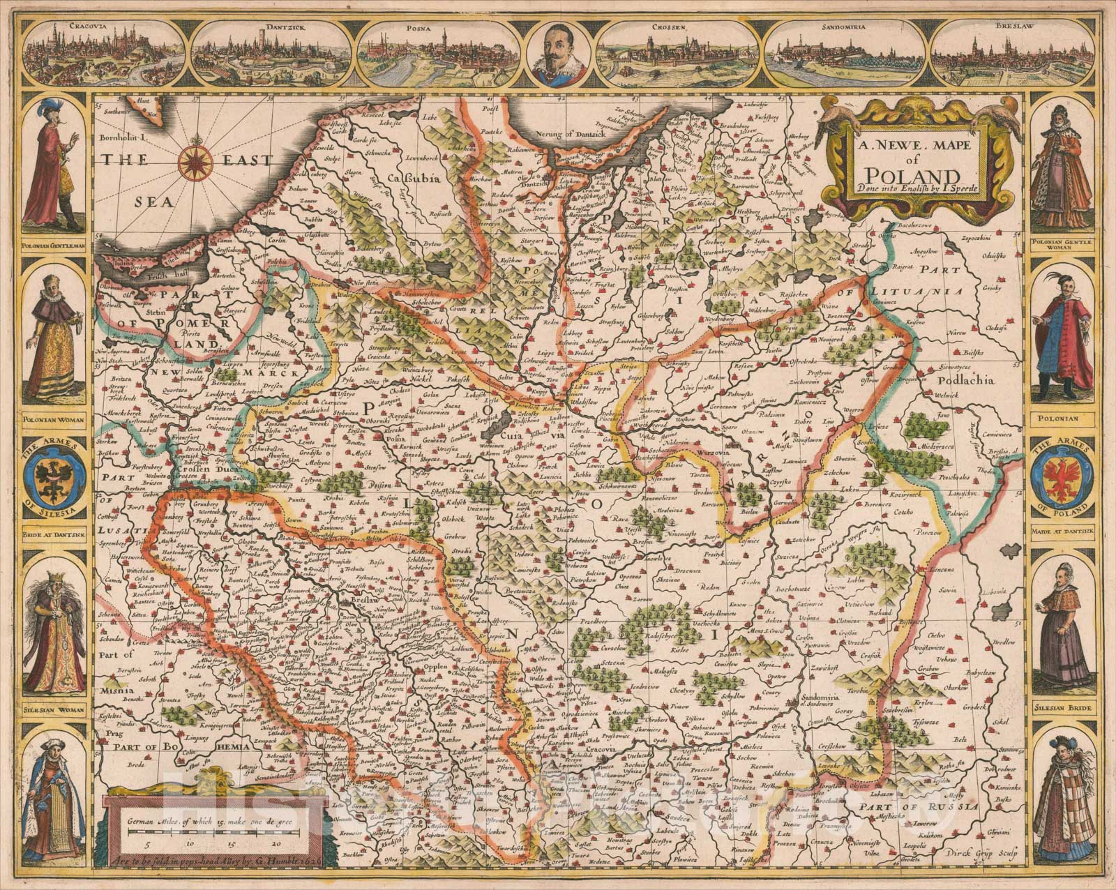 Historic Map : A Newe Mape of Poland Done into English by I. Speede, 1626, 1627, John Speed, Vintage Wall Art