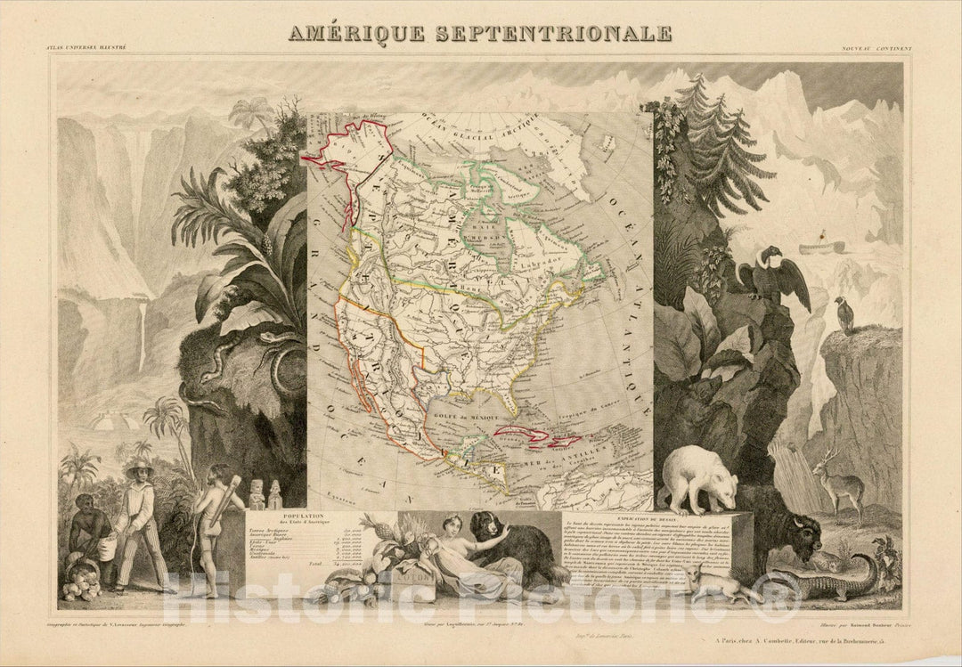 Historic Map : Amerique Septentrionale (Republic of Texas), c1845, , Vintage Wall Art