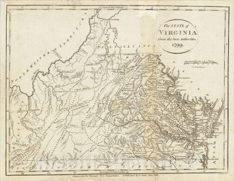 Historic Map : The State of Virginia from the best Authorities. 1799, 1799, John Payne, Vintage Wall Art
