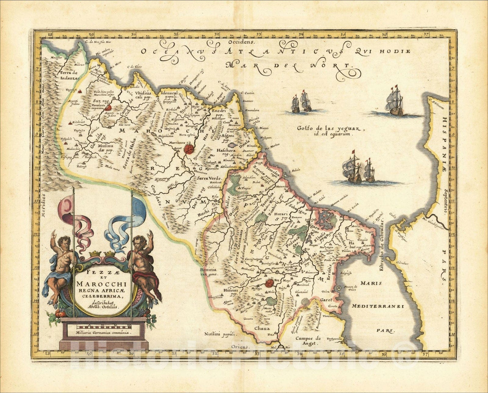 Historic Map : Fezzae et Marocchi Regna Africae Celeberrima, c1638, Mattheus Merian, Vintage Wall Art