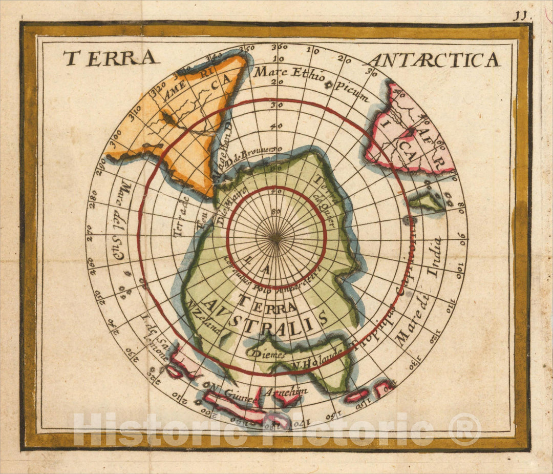 Historic Map : Terra Antarctica, c1678, Pierre Du Val, Vintage Wall Art