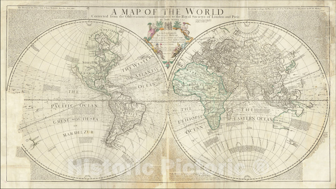 Historic Map : A Map of the World Corrected from the Observations Communicated to the Royal Societys of London and Paris., 1725, , Vintage Wall Art