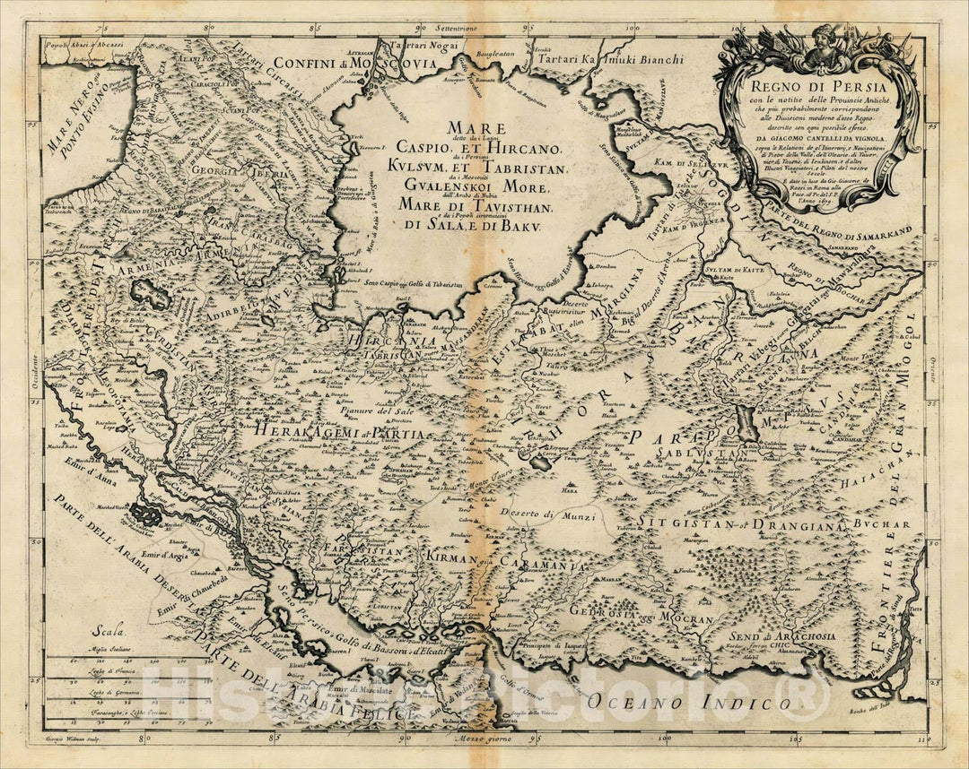 Historic Map : Regno di Persia con le notitie Provincie Antiche, che piu probabilmente corrispondono alle Divisioni moderne d'esso Regno, 1679, 1679, , Vintage Wall Art