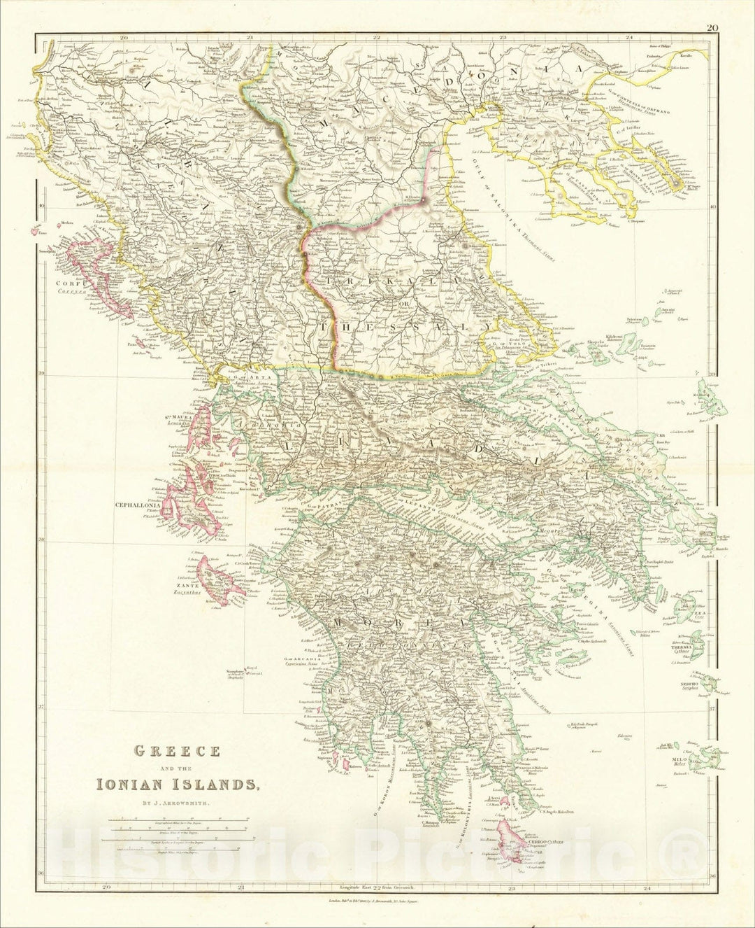 Historic Map : Greece and the Ionian Islands , 1840, John Arrowsmith, Vintage Wall Art