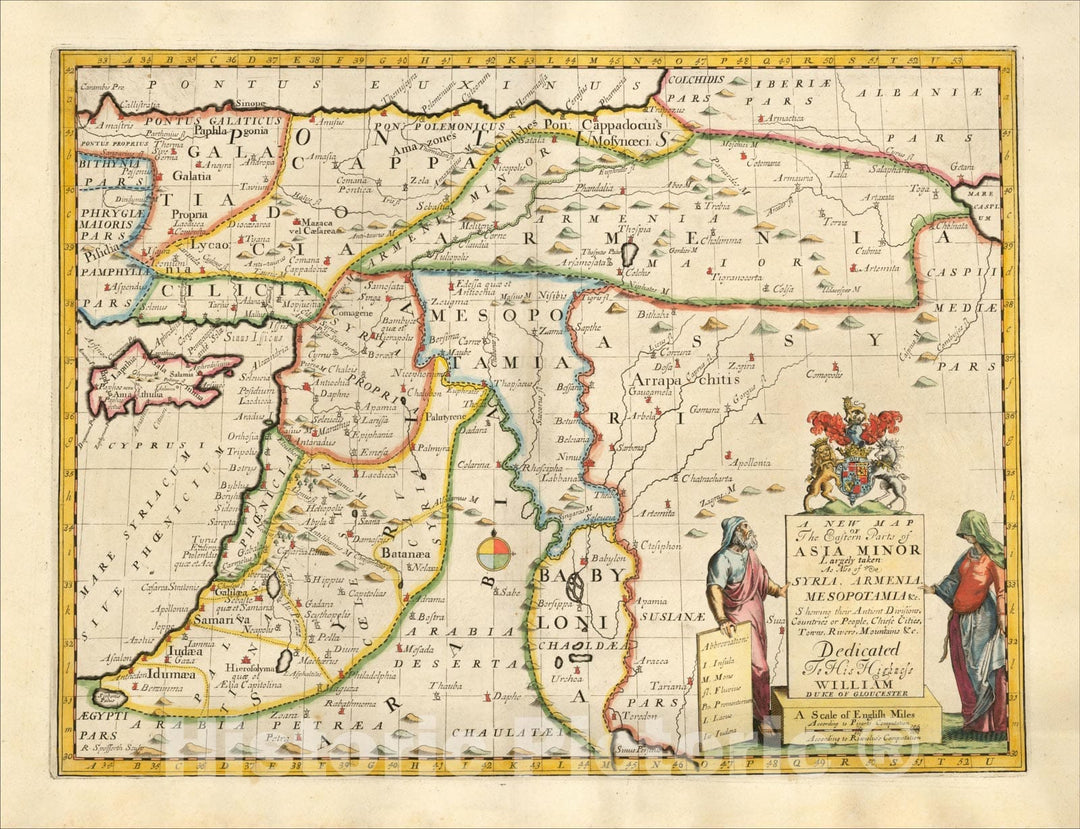 Historic Map : A New Map of the Eastern Parts of Asia Minor, 1712, Edward Wells, Vintage Wall Art