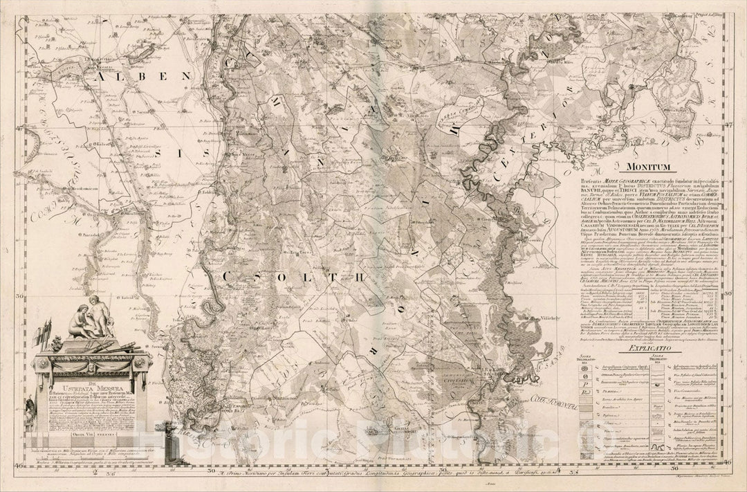 Historic Map : (Southern Hungary, between Tisza River and Danube River, South of Budapest), c1800, , Vintage Wall Art