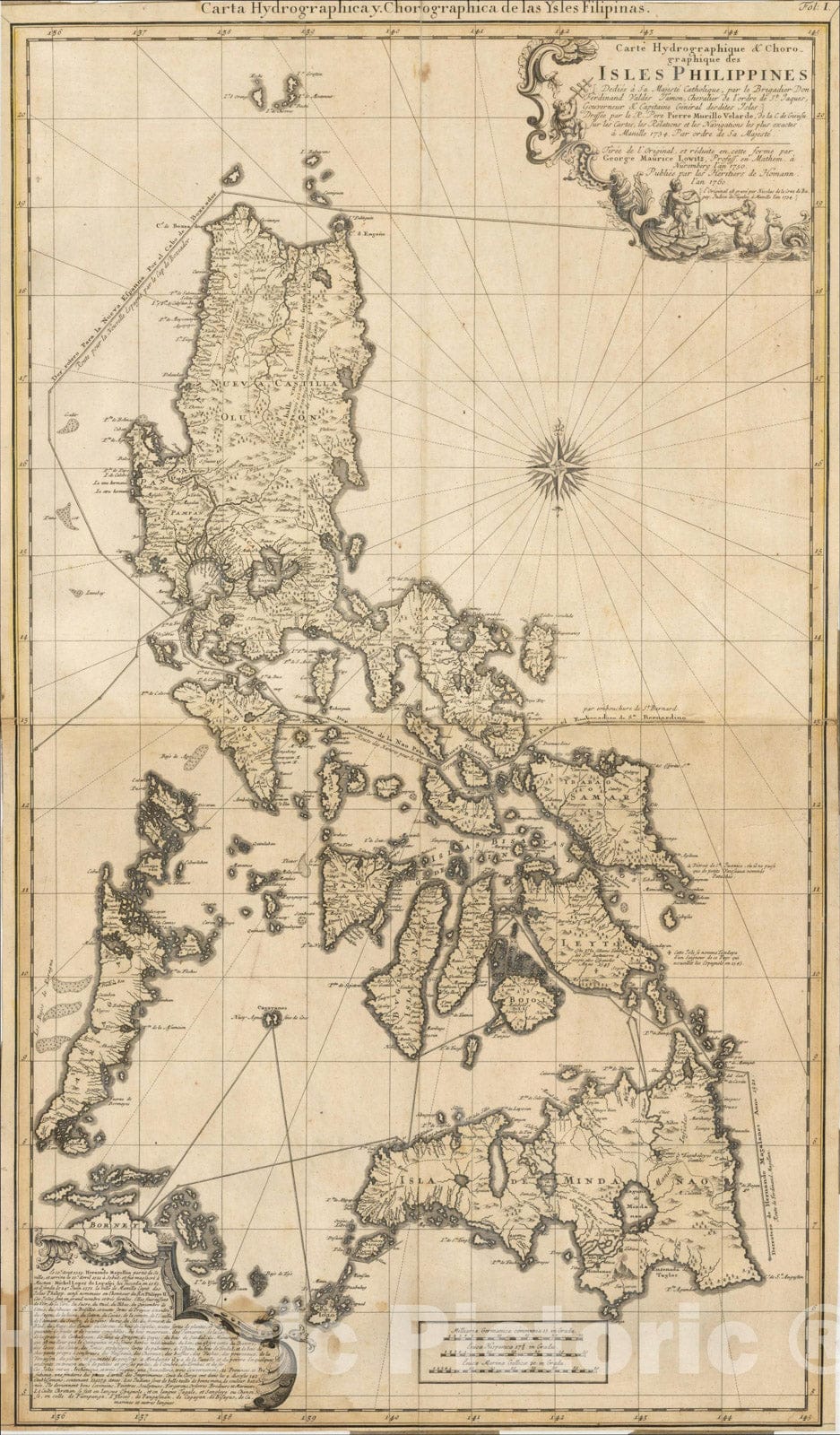 Historic Map : Carte Hydrographique & Chorographique des Isles Philippines, 1760, Homann Heirs, Vintage Wall Art