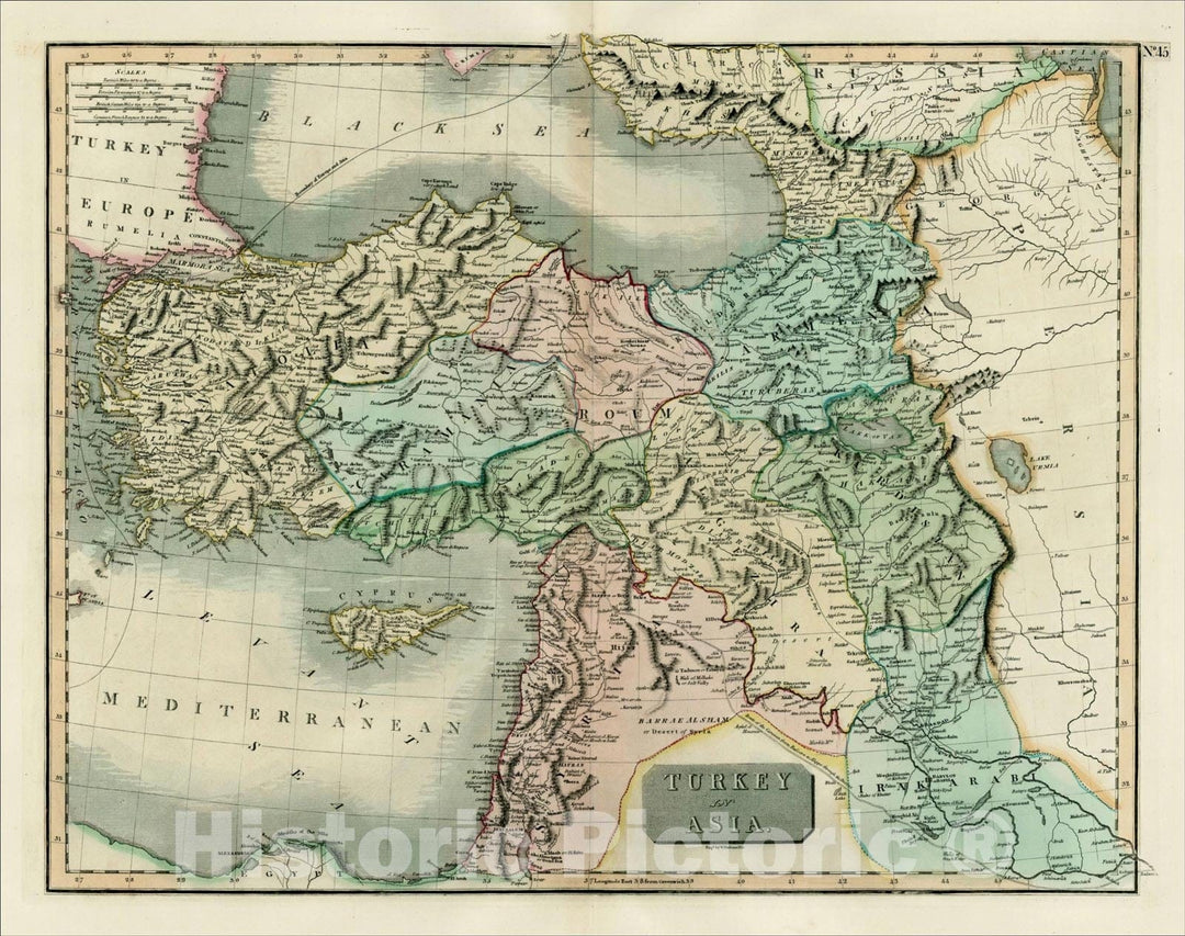 Historic Map : Turkey in Asia [shows Cyprus], 1817, John Thomson, Vintage Wall Art