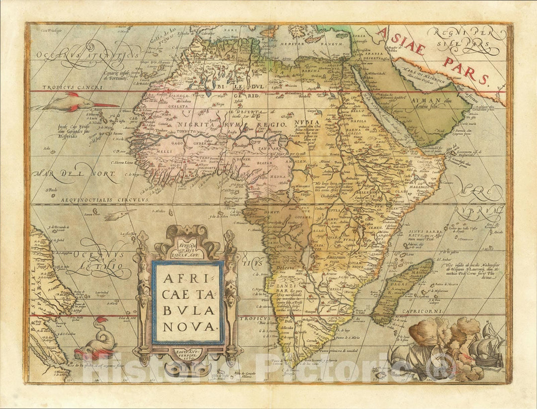 Historic Map : Africae Tabula Nova, 1579, Abraham Ortelius, Vintage Wall Art