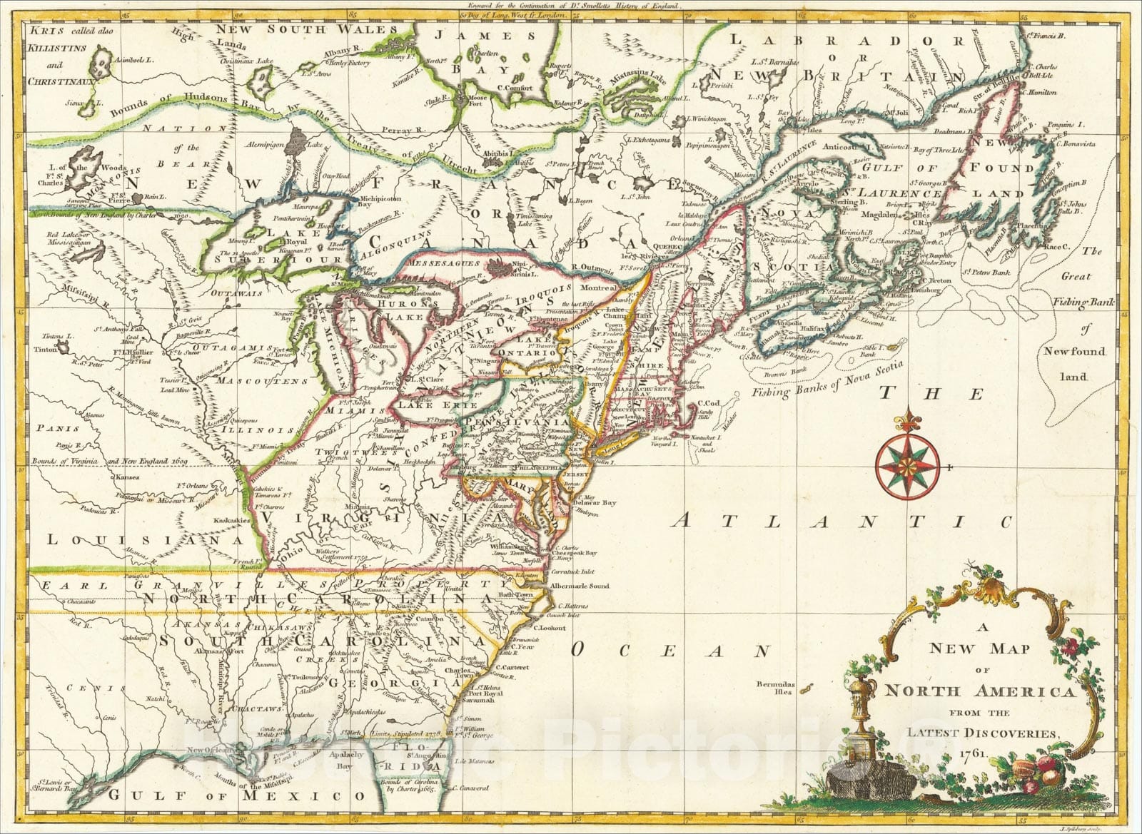 Historic Map : A New Map of North America From The Latest Discoveries, 1761, 1761, John Spilsbury, v1, Vintage Wall Art