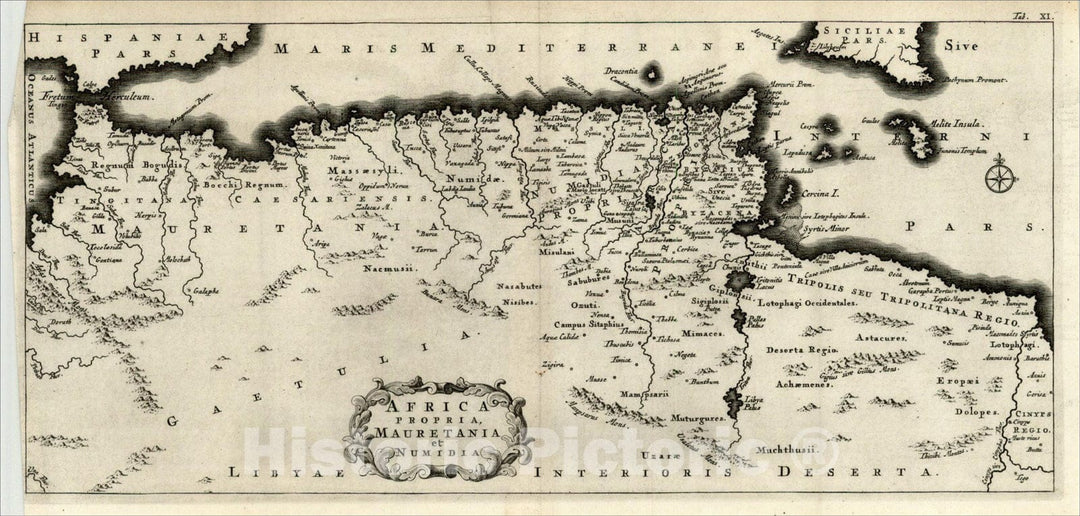 Historic Map : Africa Propria, Mauretania et Numidia, 1710, Willelm & Jan Goeree, Vintage Wall Art