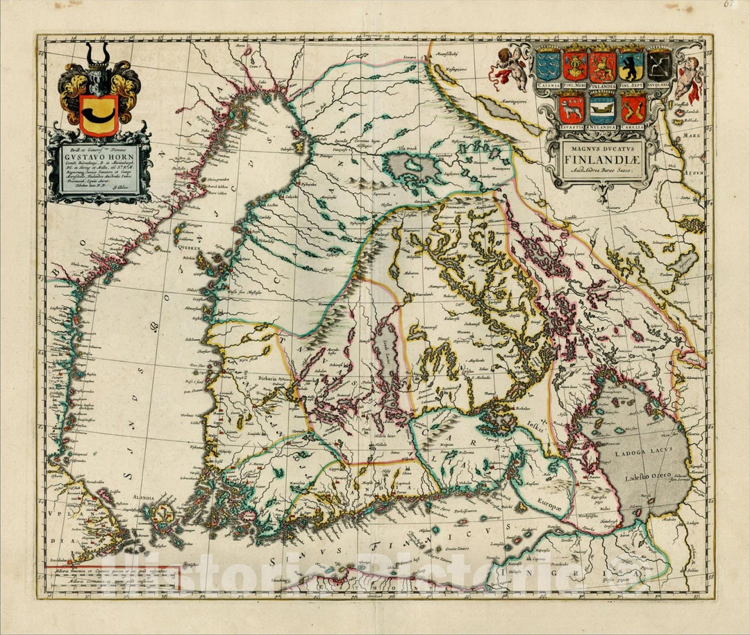 Historic Map : Magnus Ducatus Finlandiae Auct. Andrea Bureo Succo, c1660, , Vintage Wall Art