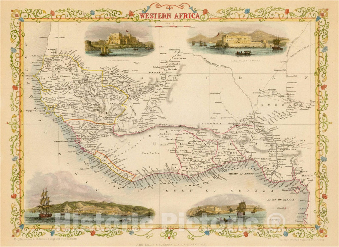 Historic Map : Western Africa, 1851, John Tallis, v2, Vintage Wall Art