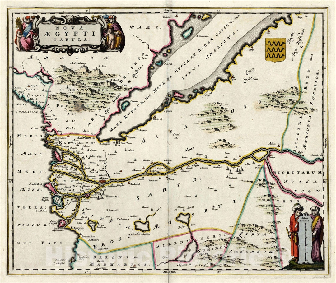 Historic Map : Nova Aegypti Tabula (Gold Highlights), c1685, , Vintage Wall Art