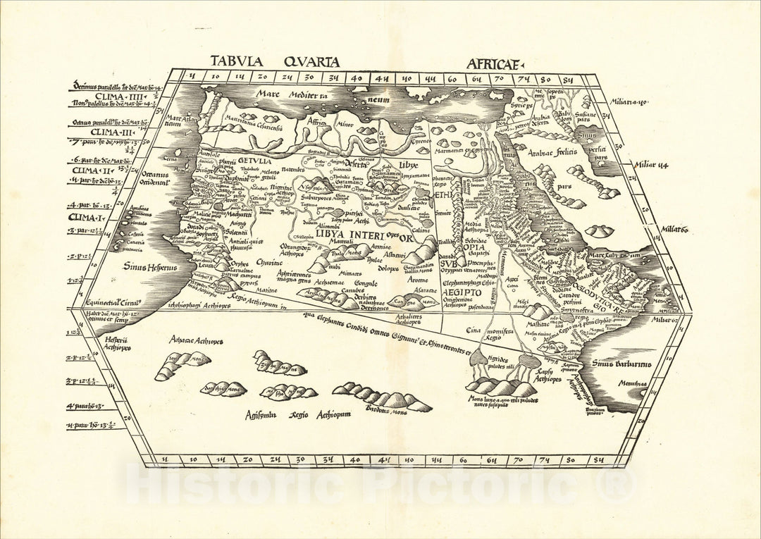 Historic Map : Tabula Quarta Africae, 1513, Martin Waldseem?ller, v2, Vintage Wall Art