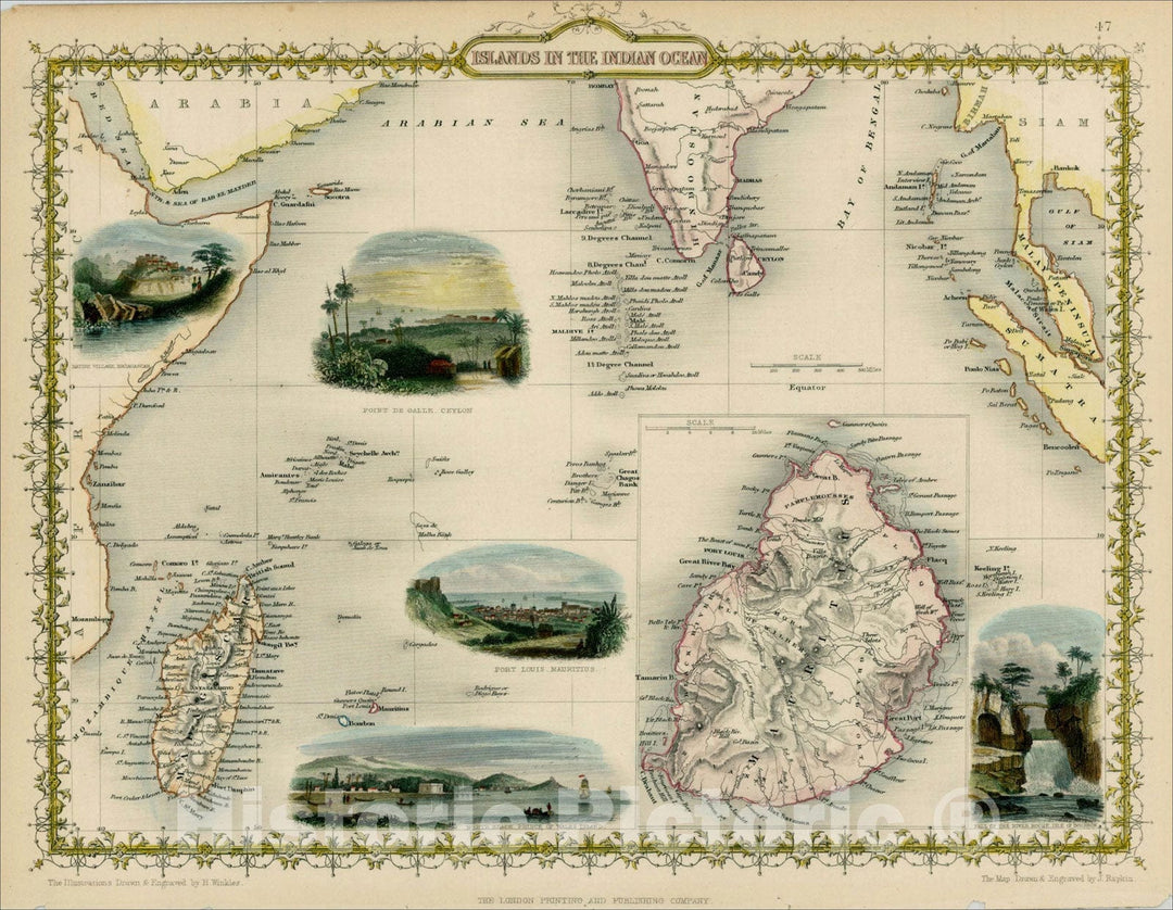 Historic Map : Islands in the Indian Ocean, 1851, John Tallis, v6, Vintage Wall Art