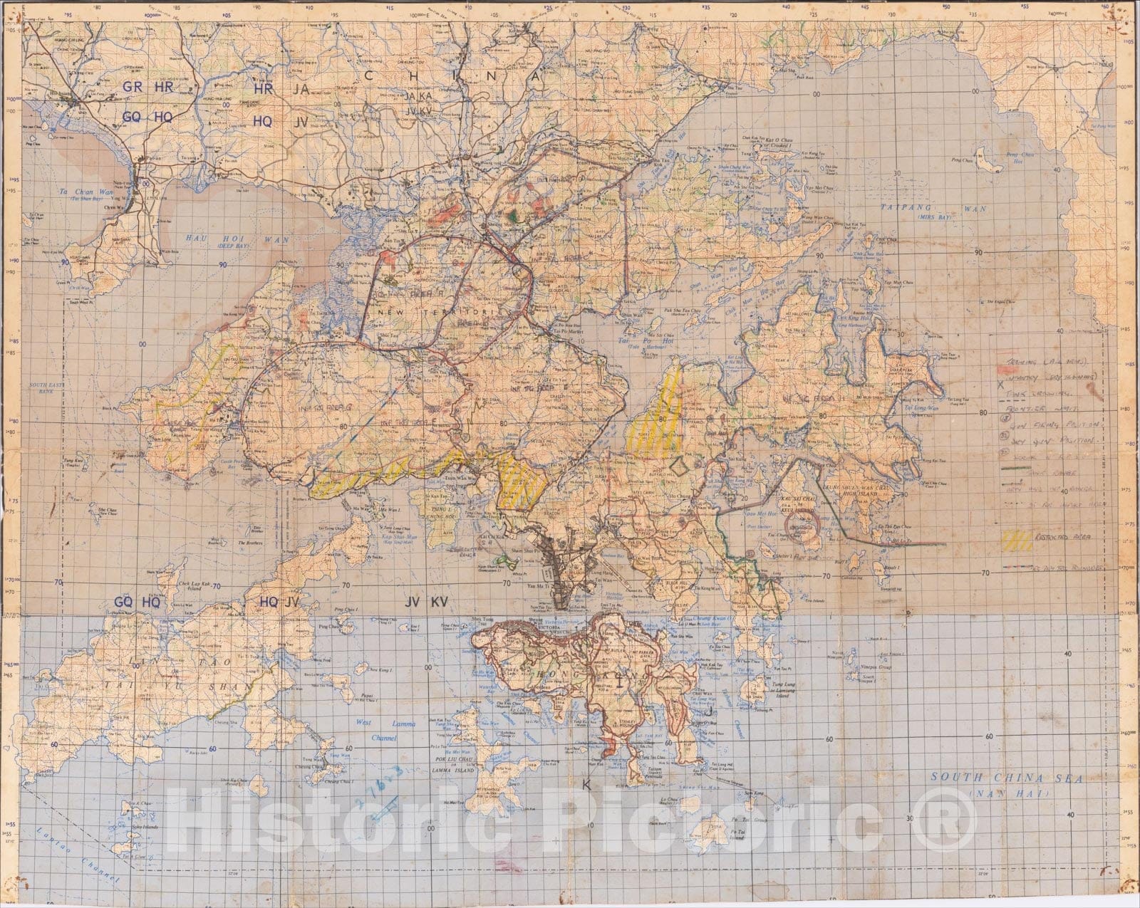 Historic Map : [Hong Kong with British Forces Manuscript], c1957, Anonymous, Vintage Wall Art