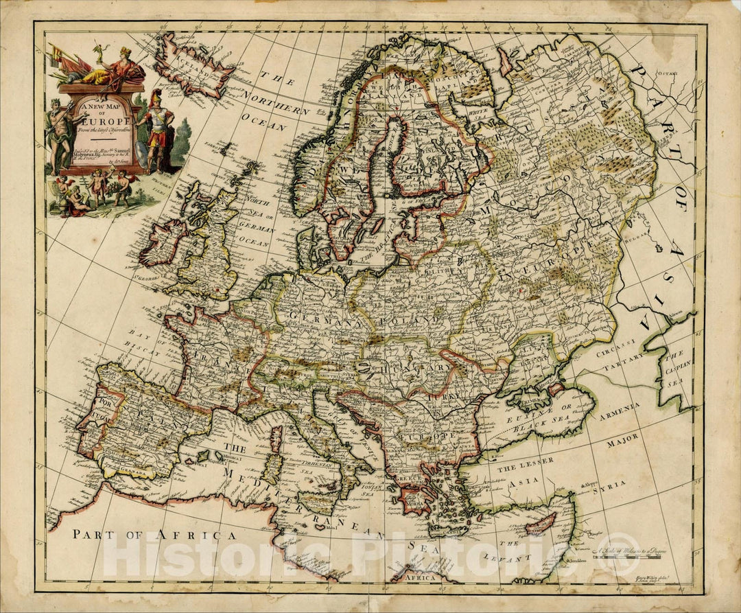 Historic Map : A New Map of Europe From the latest Observations, 1721, , Vintage Wall Art