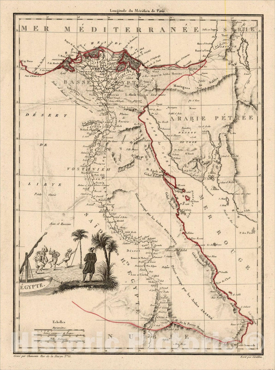 Historic Map : Egypte, 1812, Conrad Malte-Brun, Vintage Wall Art