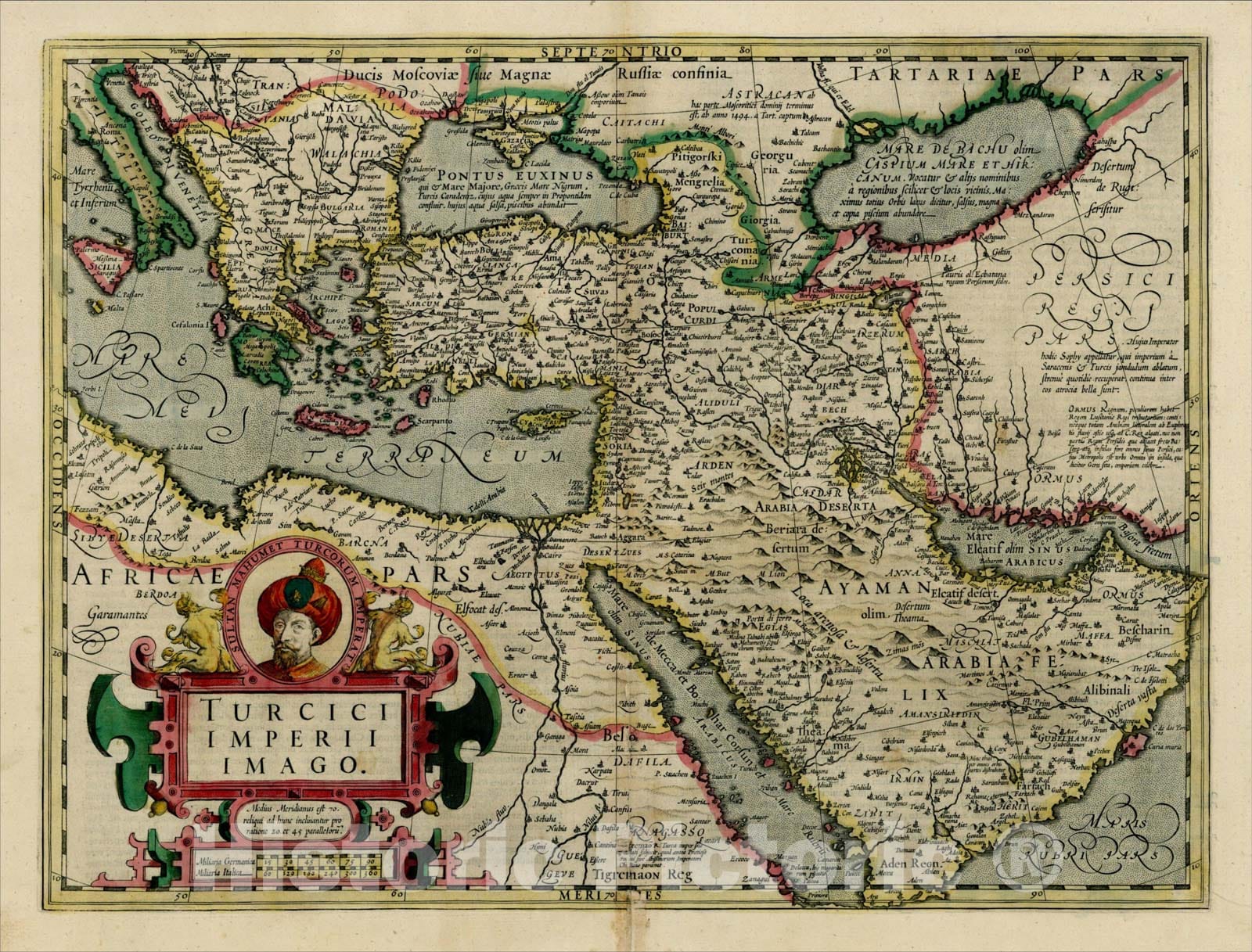 Historic Map : Turcici Imperii Imago [shows Cyprus], c1606, Jodocus Hondius, Vintage Wall Art