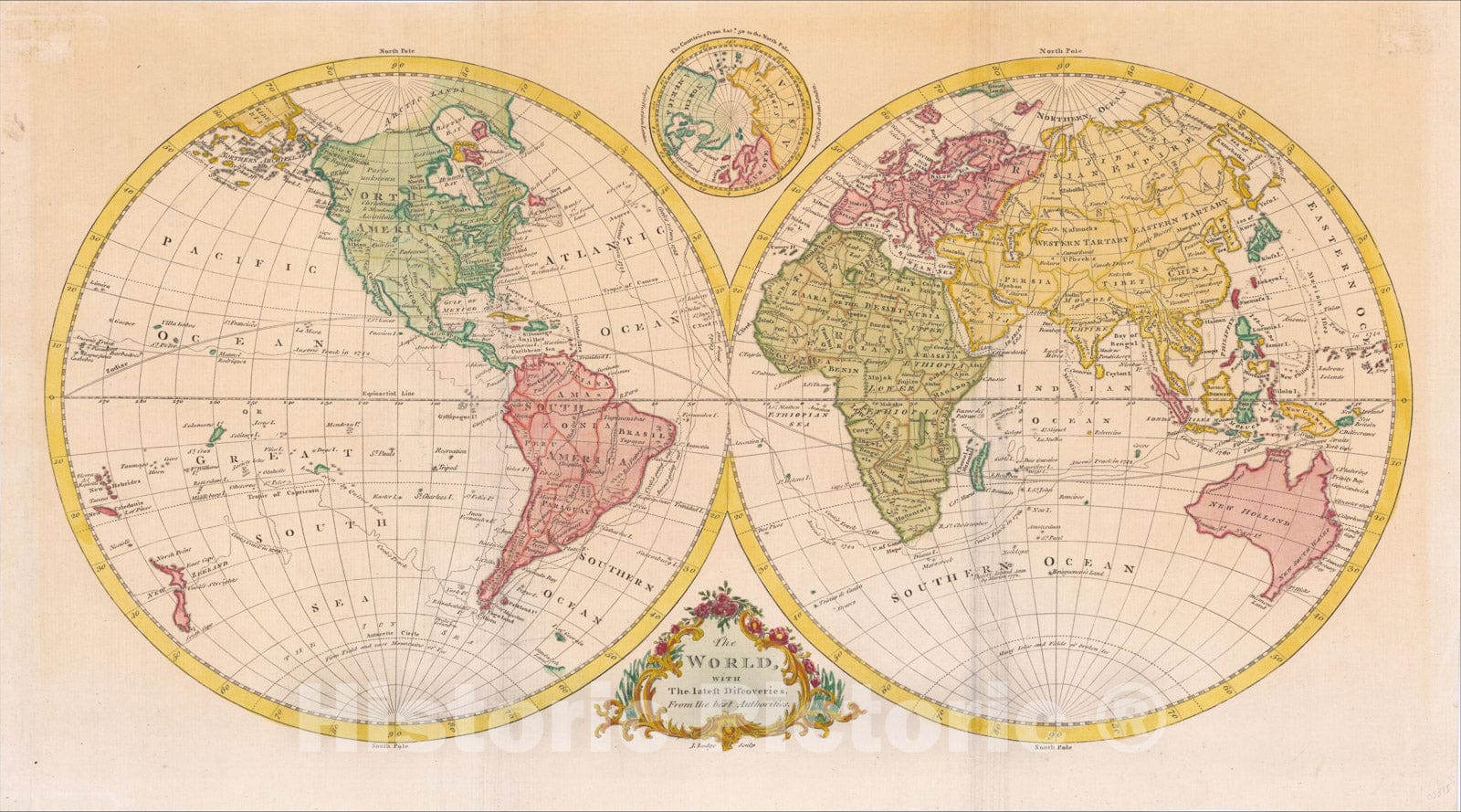 Historic Map : The World, with the latest Discoveries, from the best Authorities (Sea of Korea Shown), c1775, John Lodge, Vintage Wall Art