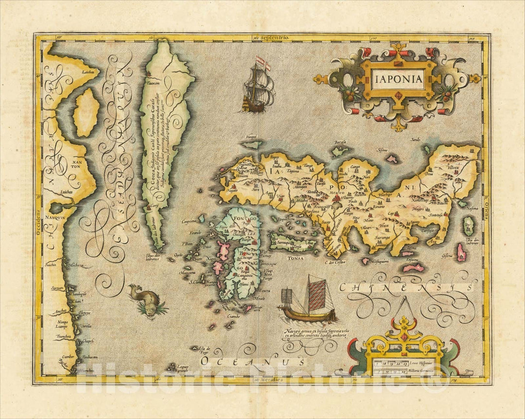 Historic Map : Iaponia (with the Island of Korea), c1619, Jodocus Hondius, Vintage Wall Art