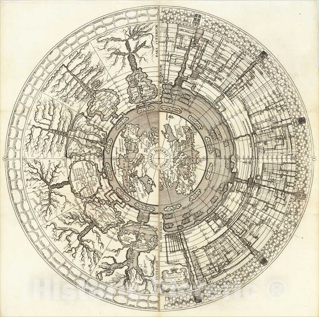 Historic Map : Imago Romani Imperii, 1721, Jerome Andre Martignoni, Vintage Wall Art