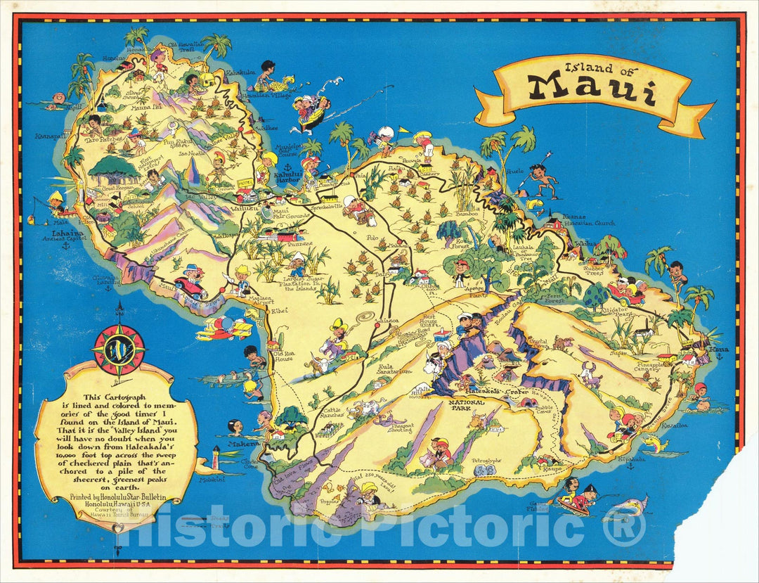 Historic Map : Island of Maui, 1931, Ruth Taylor White, v1, Vintage Wall Art