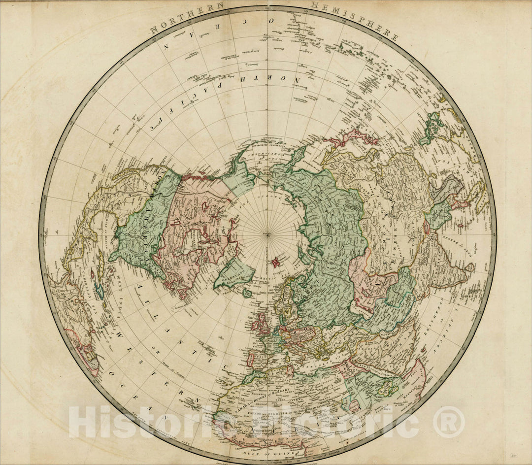 Historic Map : Northern Hemisphere, 1824, William Faden, Vintage Wall Art