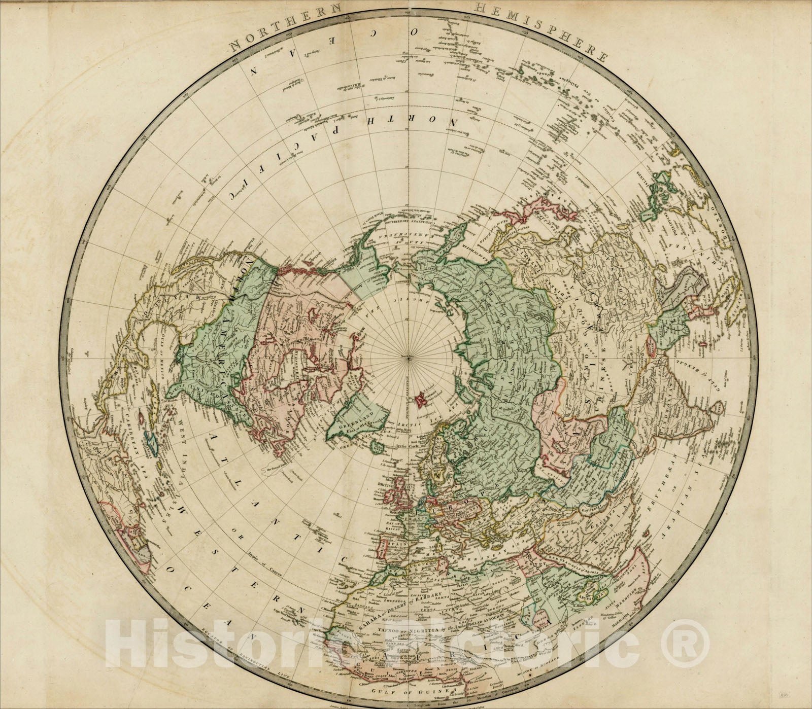 Historic Map : Northern Hemisphere, 1824, William Faden, Vintage Wall Art