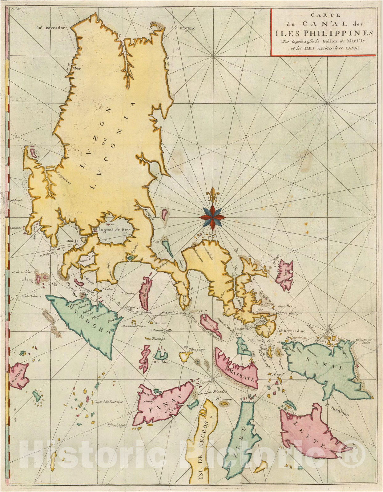 Historic Map : Carte du Canal des Isles Philippines Par leque passe le Galion de Manille. Et les Iles voisines de ce canal., 1748, George Anson, Vintage Wall Art