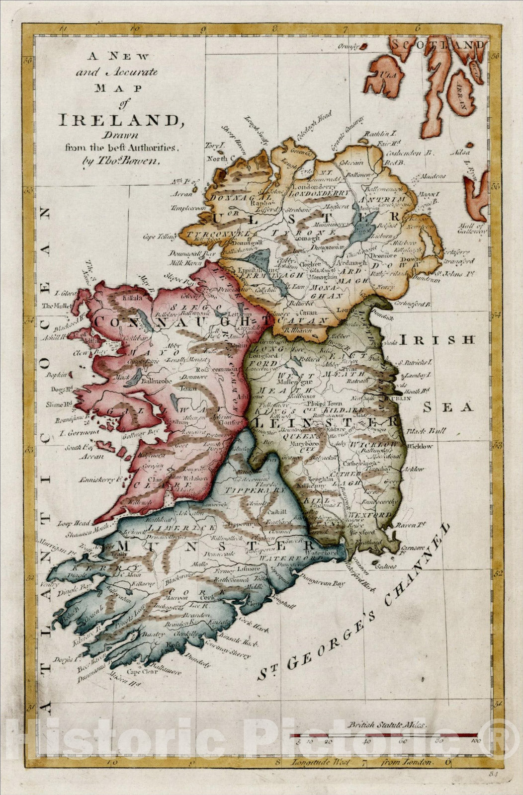 Historic Map : A New and Accurate Map of Ireland, Drawn from the best Authorities., 1778, Thomas Bowen, Vintage Wall Art