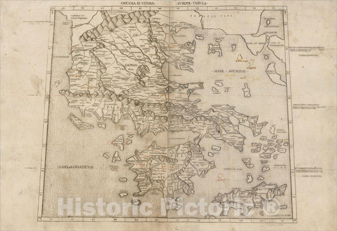 Historic Map : Decima et Ultima Europe Tabula, 1478, Claudius Ptolemy, Vintage Wall Art