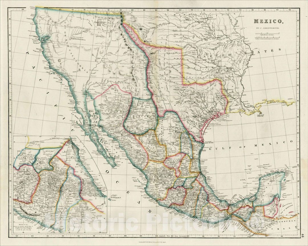 Historic Map : Mexico & Republic of Texas, 1842, , Vintage Wall Art